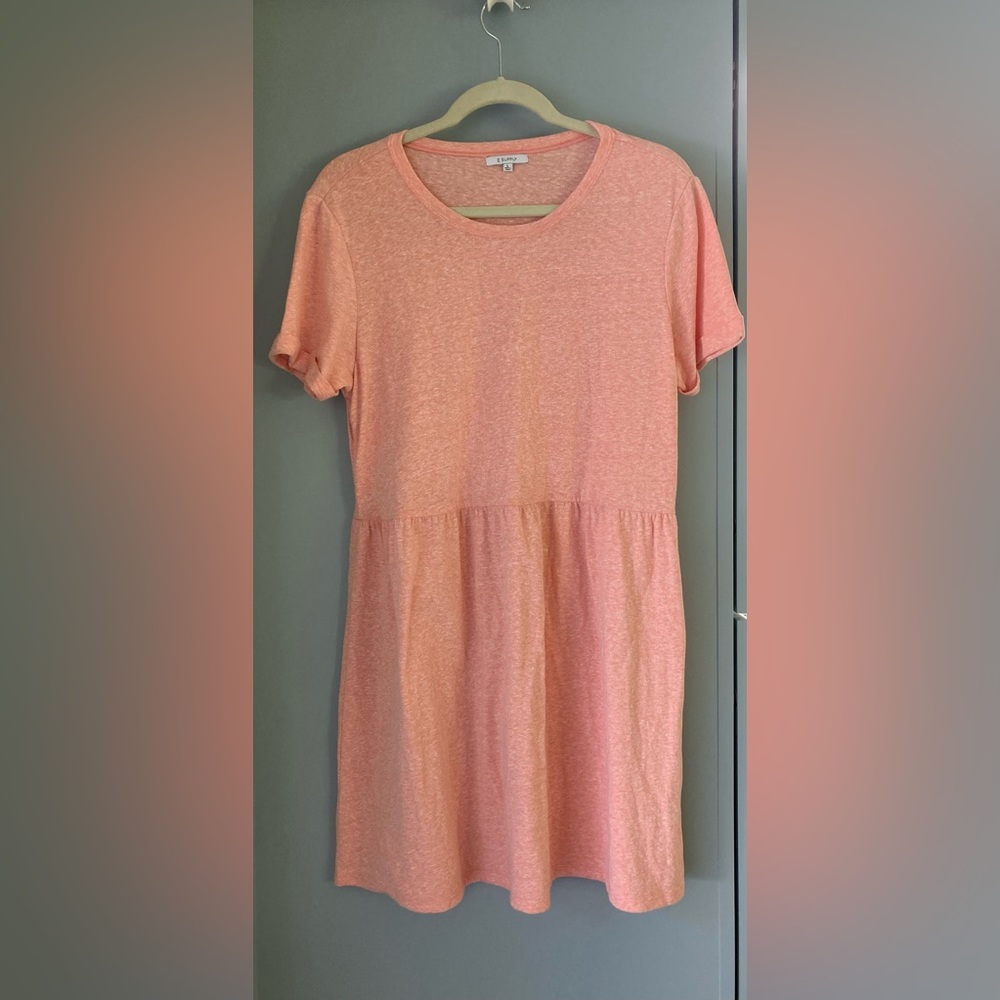 Z Supply Heathered Coral Short Sleeve Babydoll Dress